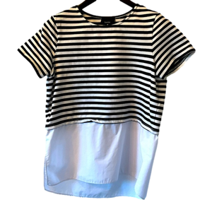 Lumière Black and White Striped Top - M